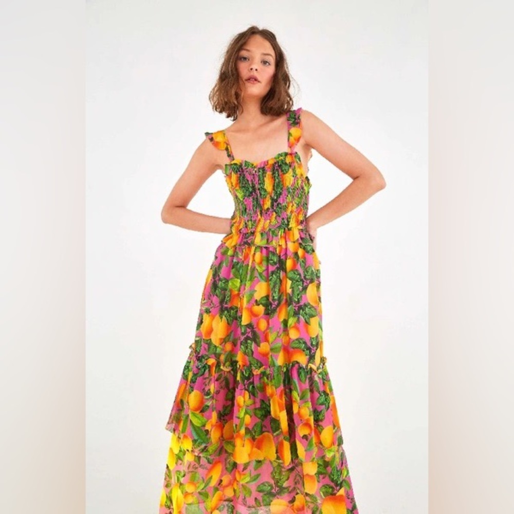 Farm Rio Orange Sunset Maxi Dress